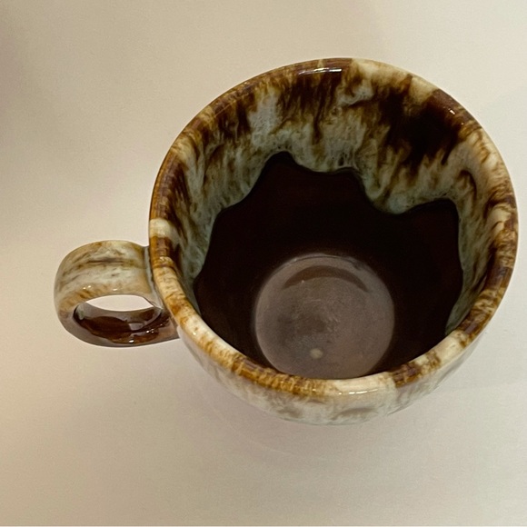 USA Pottery Vintage Brown Drip Glaze Coffee Mugs Set of 2 No Chips - Picture 3 of 5